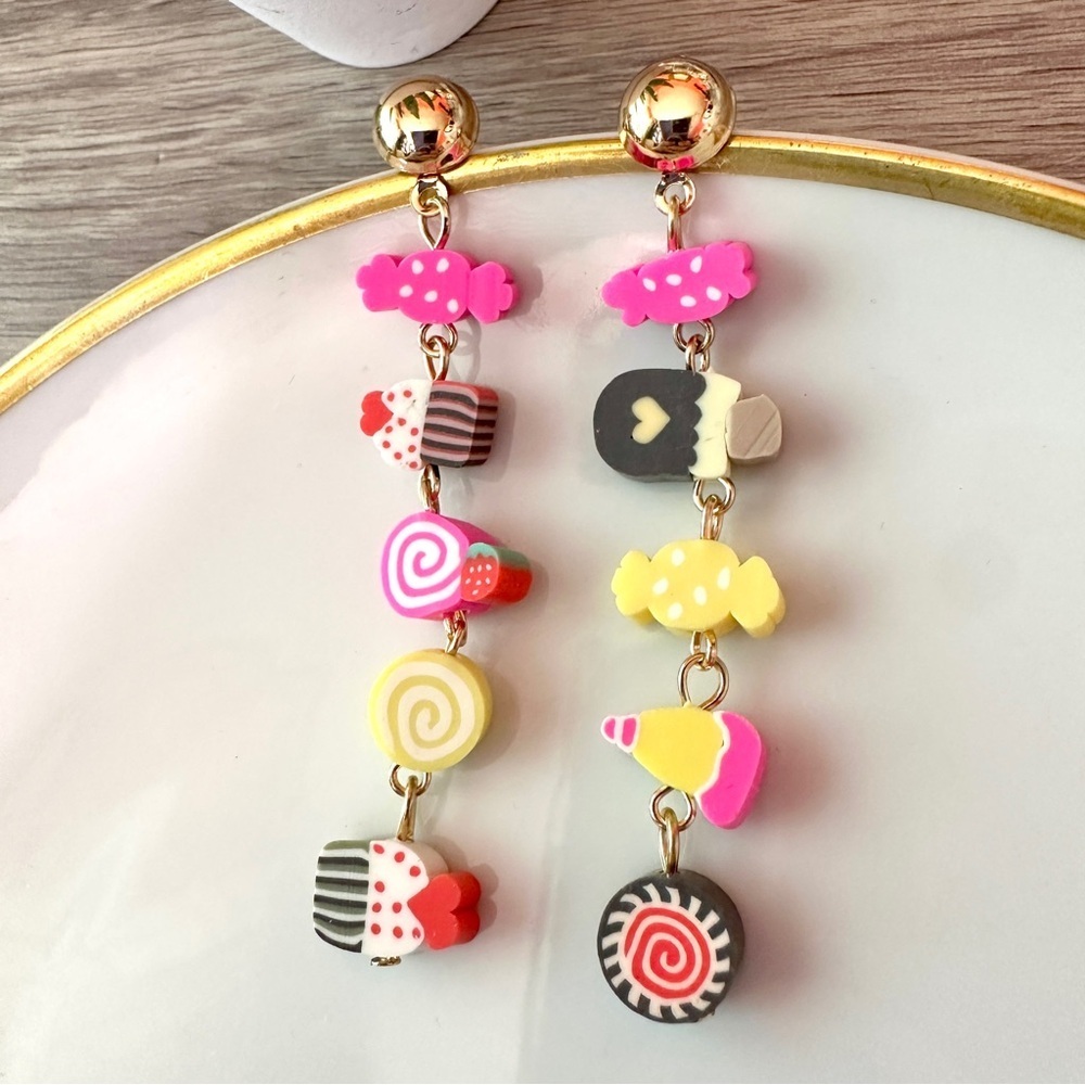 Candyland Earrings Dessert Candy Ice Cream Bead Cute Kawaii Kitsch Jewelry NEW - Picture 3 of 6